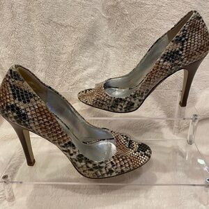 ISO Marc Fisher Samelia Snakeskin Peep Toe Heels